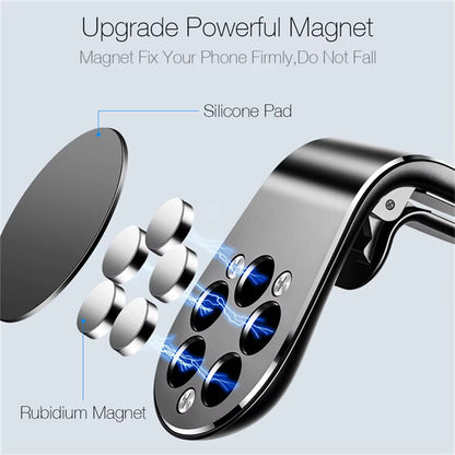 Magnetic Car Phone Holder — Air Vent Clip Mount, 360° Rotation