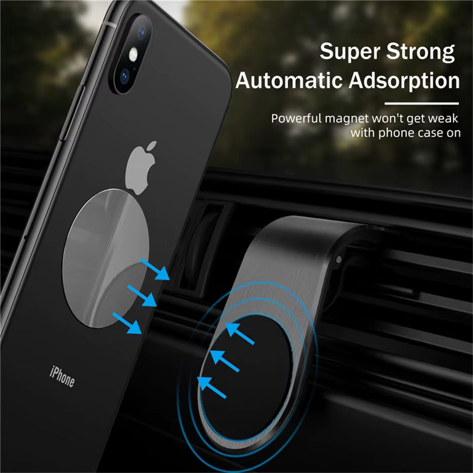 Magnetic Car Phone Holder — Air Vent Clip Mount, 360° Rotation